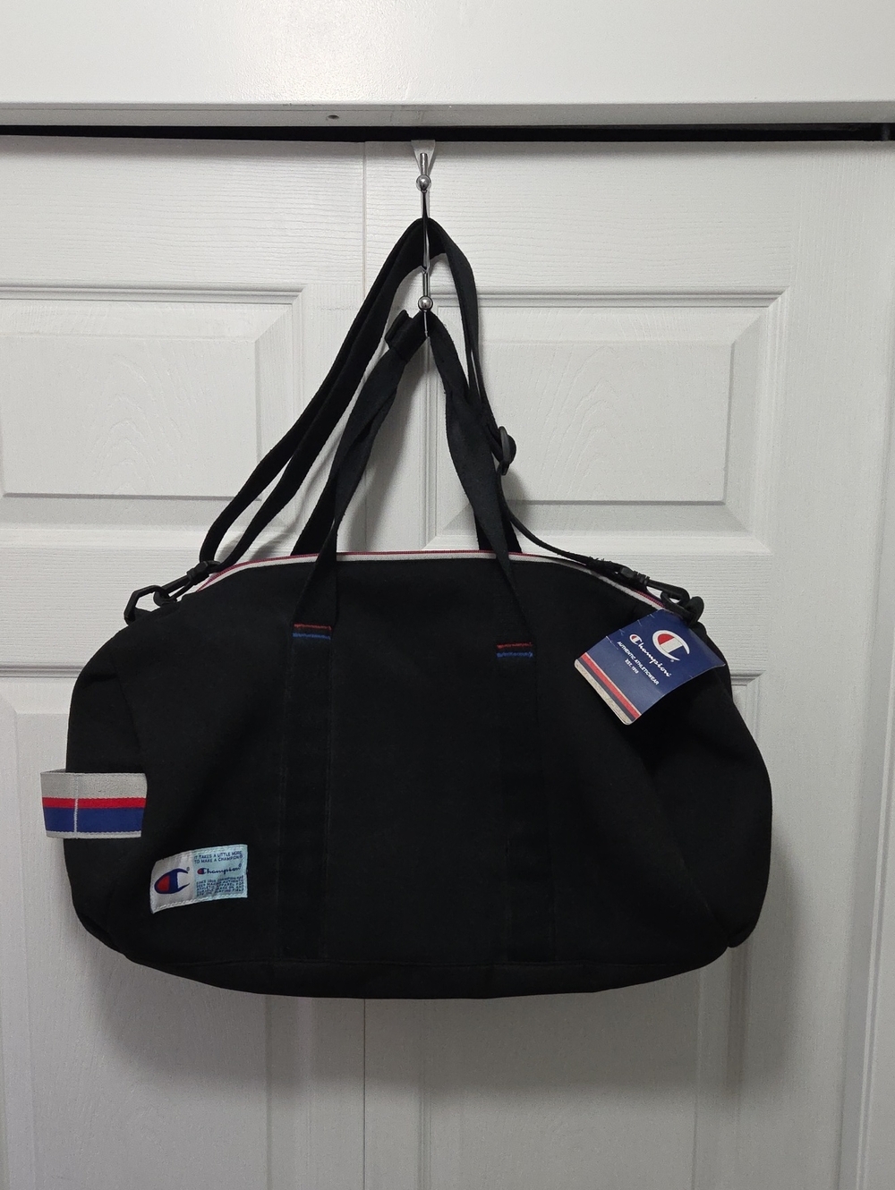 NWT Champion Black Duffel with Red & Blue Trim